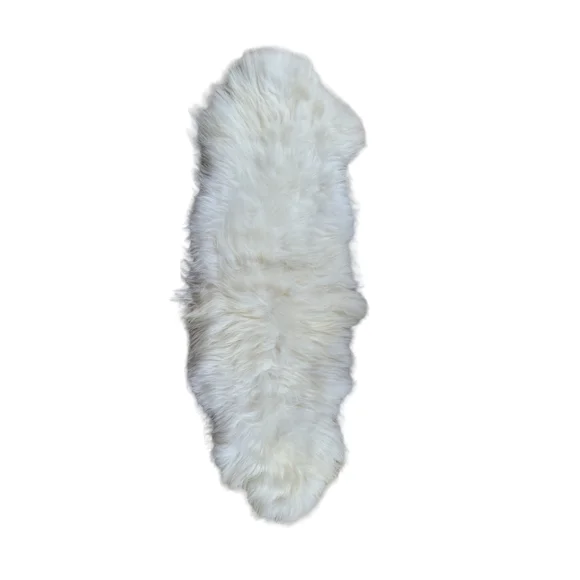 NATURAL White Long Hair Sheepskin for Bench Seat, Rug Runner or Throw - Picture 6 of 8